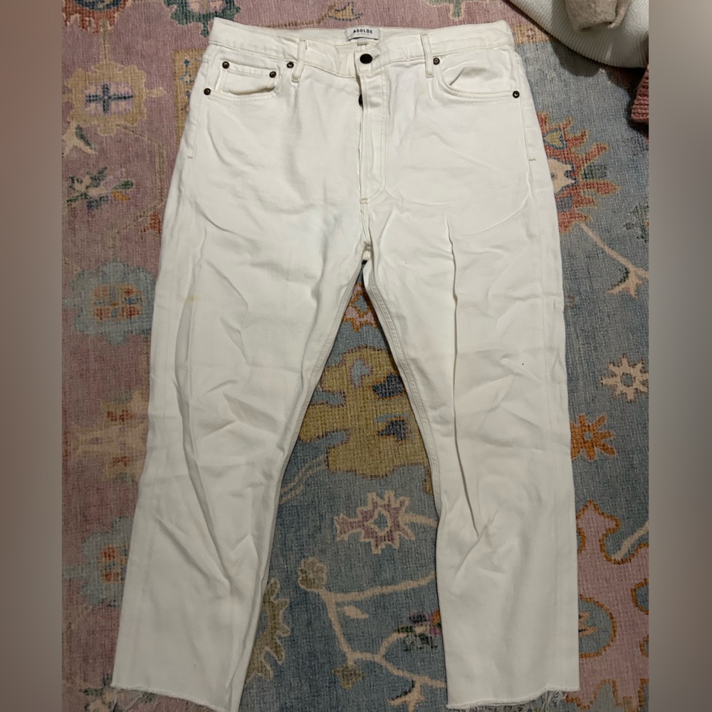 Agolde Riley Cream Denim Pants